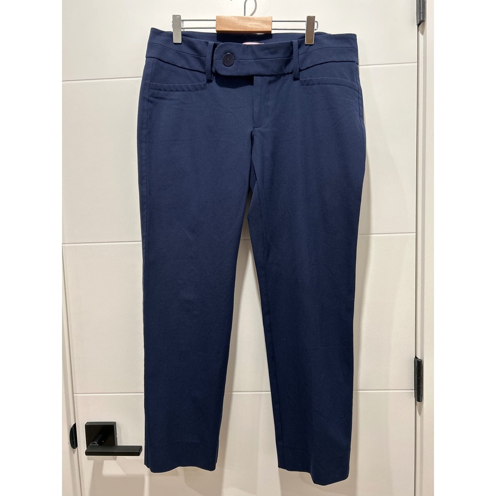 Lilly Pulitzer Kelly Ankle Pants Navy Blue Straight Leg Stretch Cotton Size 10